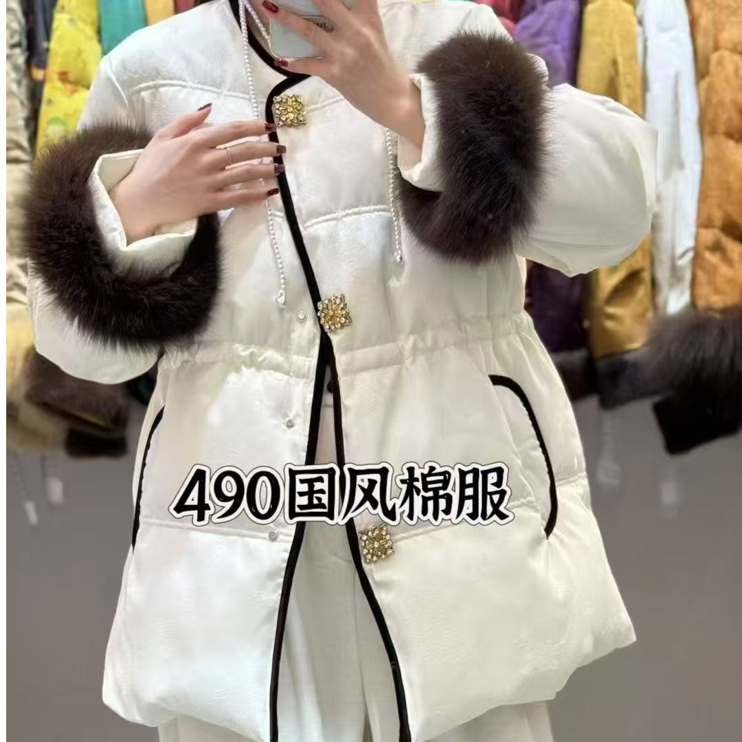 【490】2025冬季新款中式国风棉服高级提花棉衣长款外套