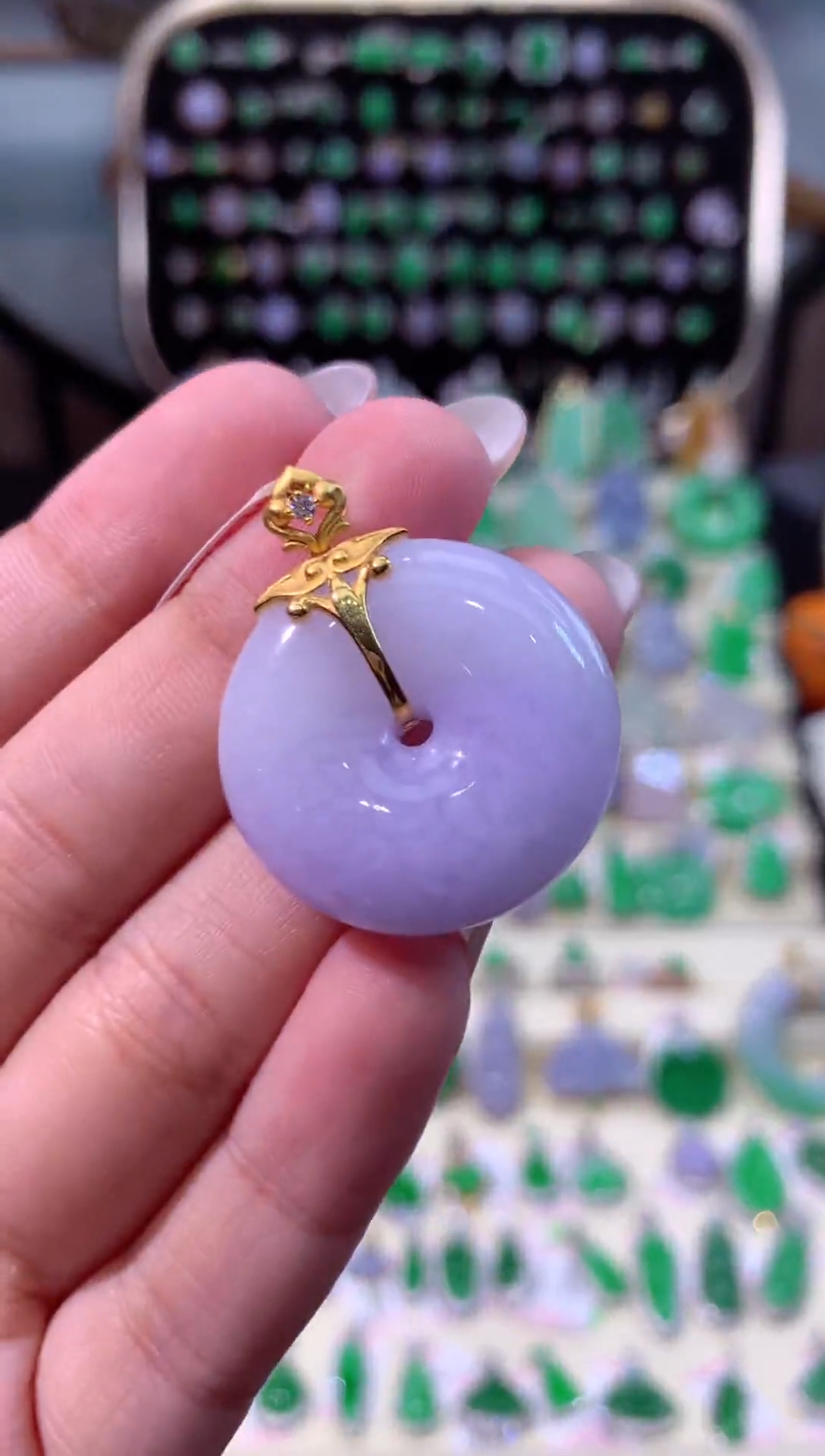 【闪购商品】翡翠颈饰18K金镶嵌缅甸天然A货翡翠