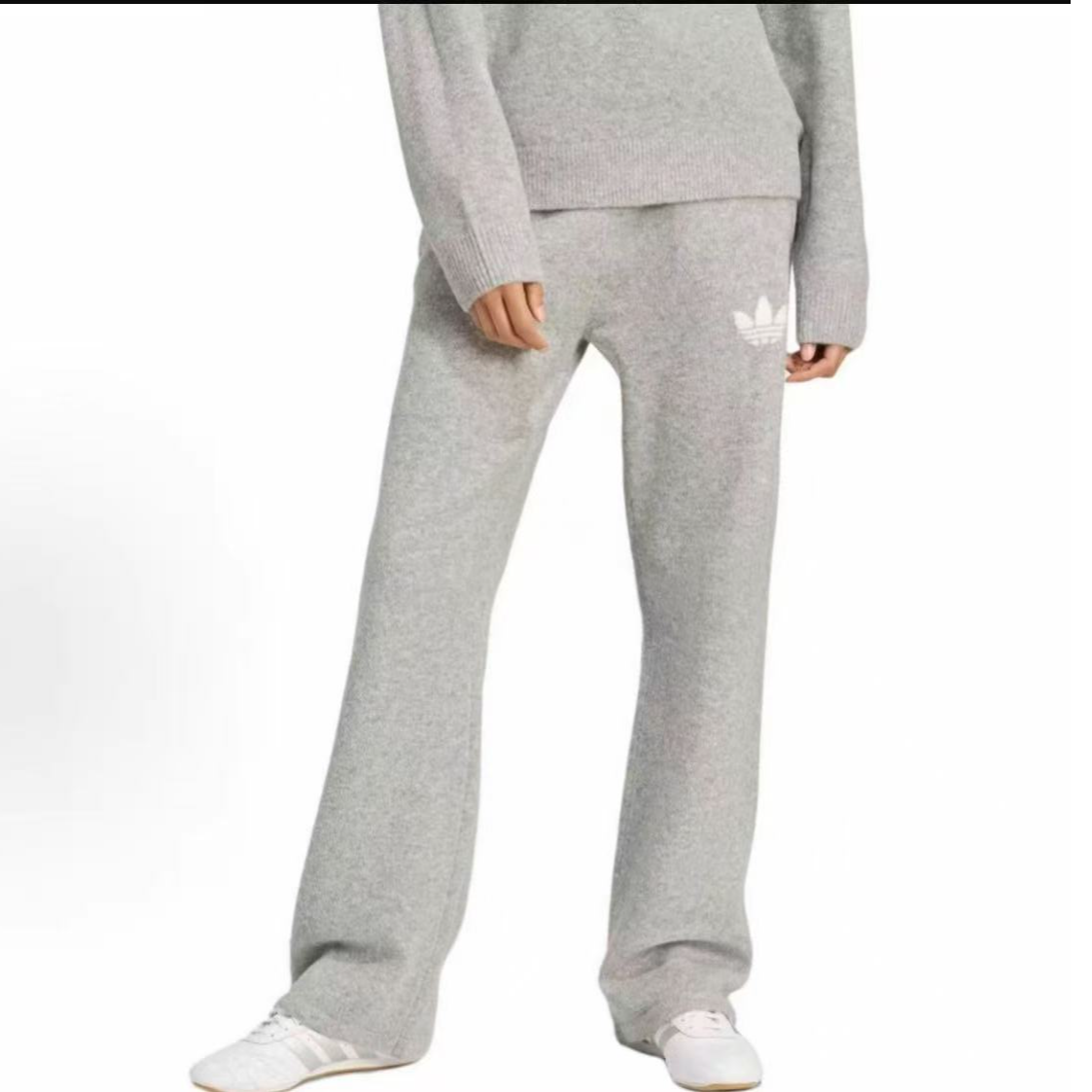 adidas 休闲常规宽松型系带运动长裤秋季宽松灰色针织 KF2534 