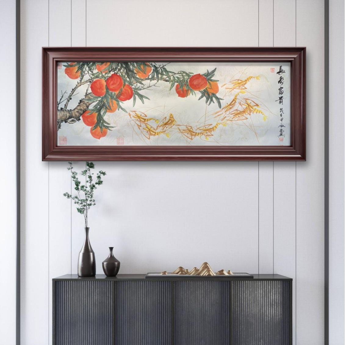 张光兴作品 长寿富贵  六尺横幅