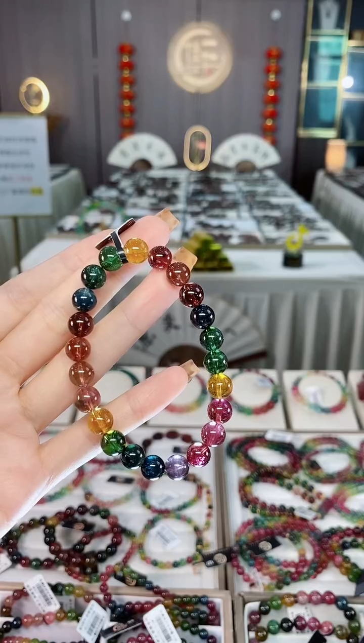 收藏级老矿碧玺色标净体单圈手串8mm+未镶嵌碧玺dan一物一证