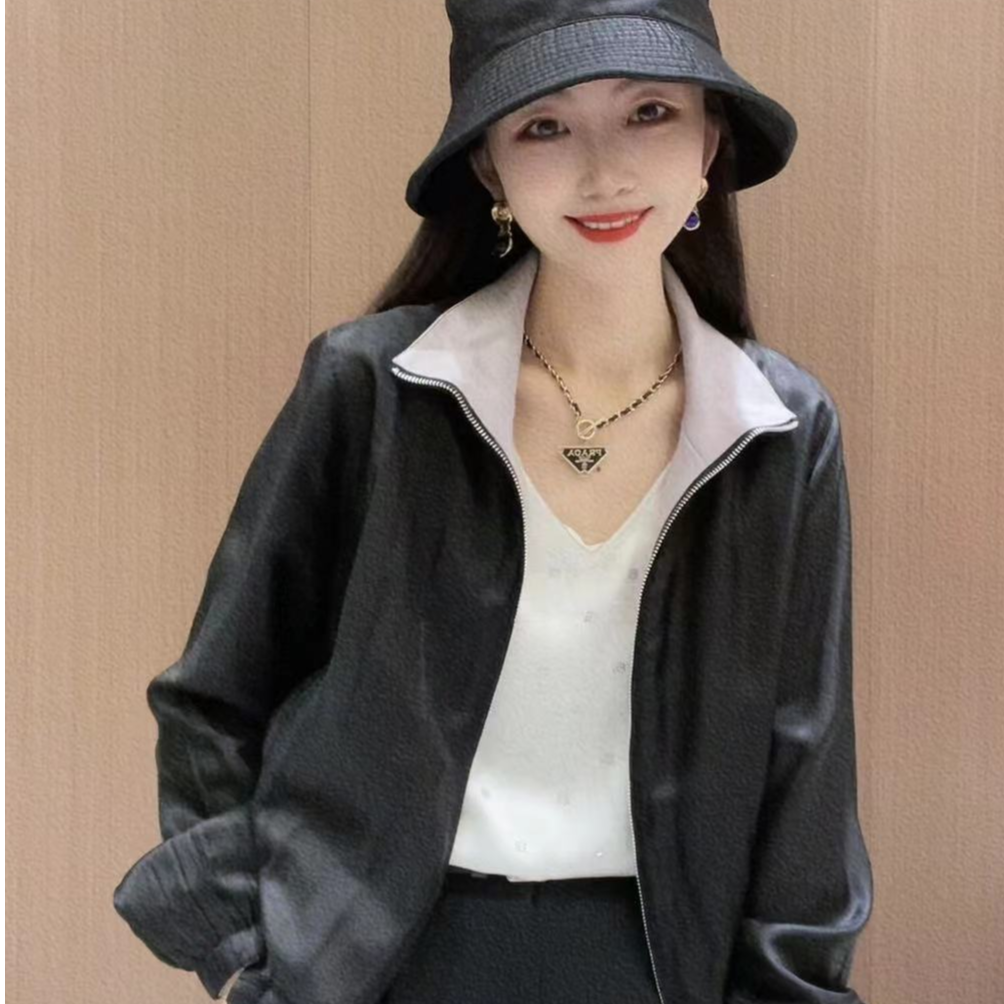 《CHUN》净色拉链两穿桑蚕丝外套