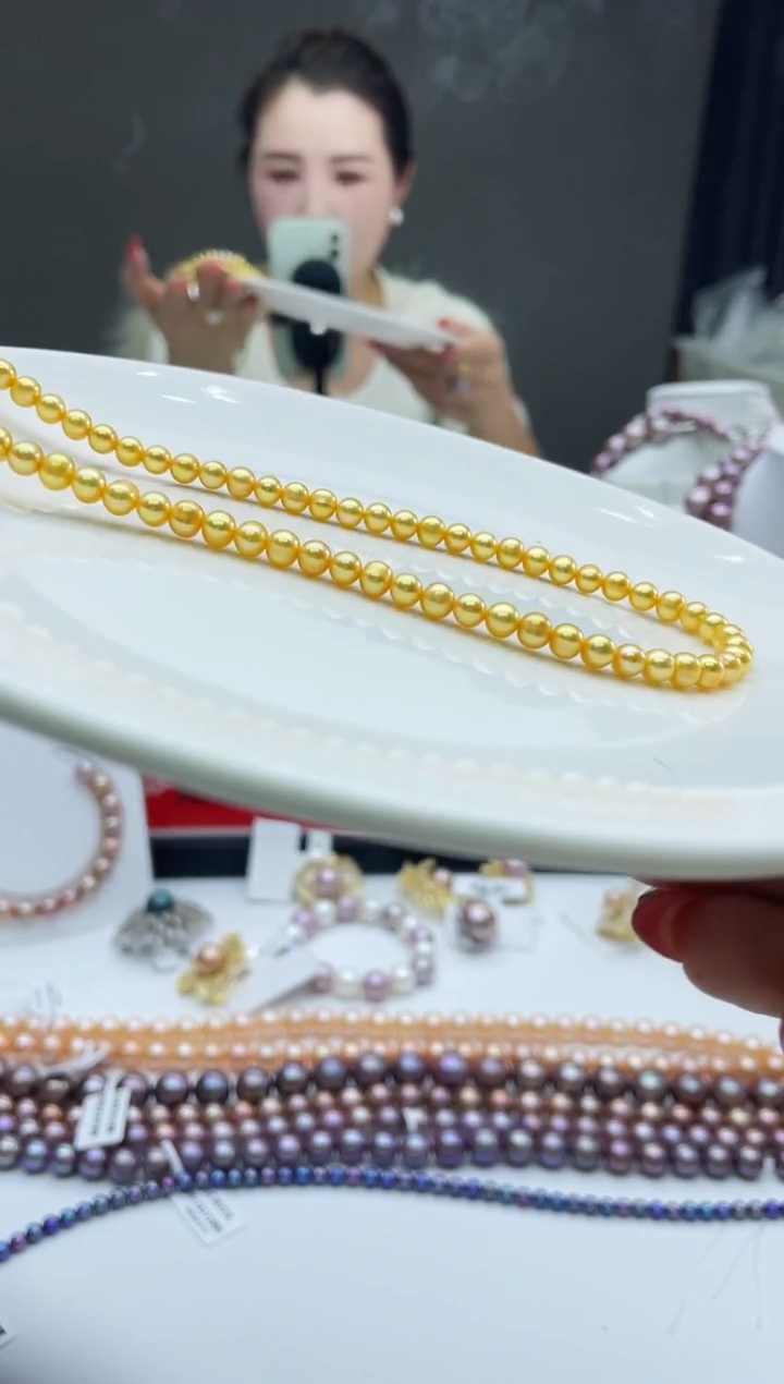 未镶嵌项链淡水珍珠黄色系小米项链