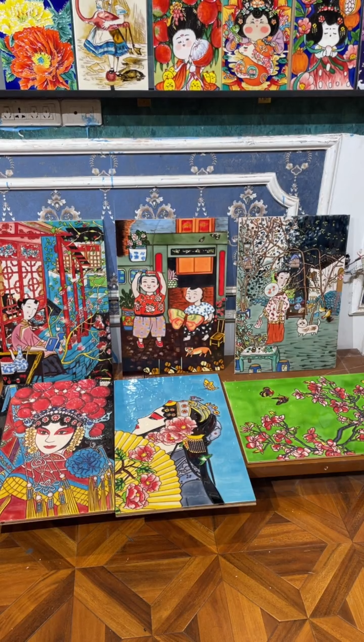 陶瓷蜗*?40*60浅框放风筝+侧脸京剧