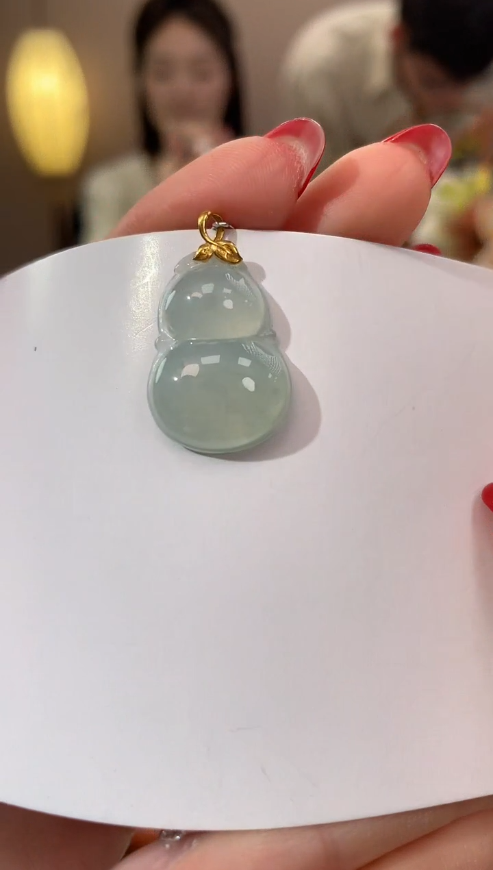 【闪购商品】翡翠颈饰18K金镶嵌天然缅甸a货翡翠