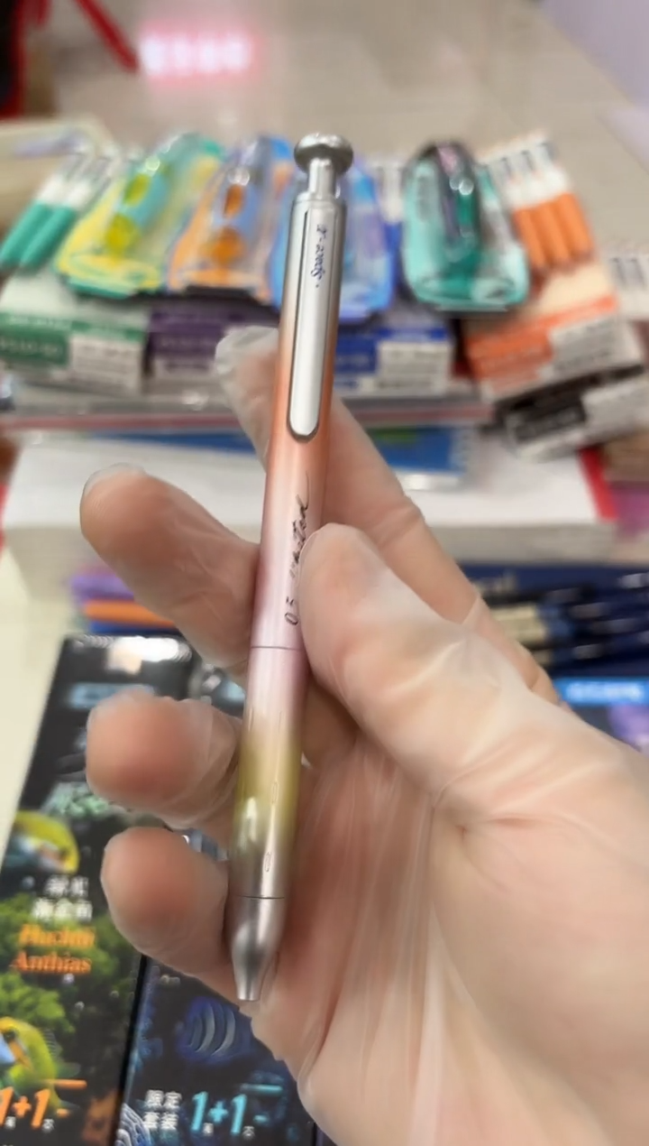 石头DS-0156A2按动中性笔0.5(黑色)--红银杆--1支