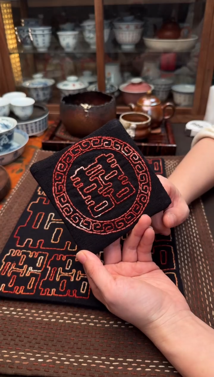 【闪购商品】织绣Cici手作刺子绣植物染杯垫391