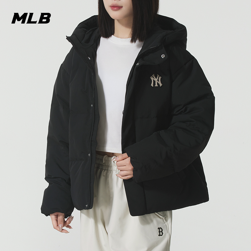 MLB男装女装羽绒服冬新款百搭休闲运动外套纯色保暖棉羽3ADJV0356