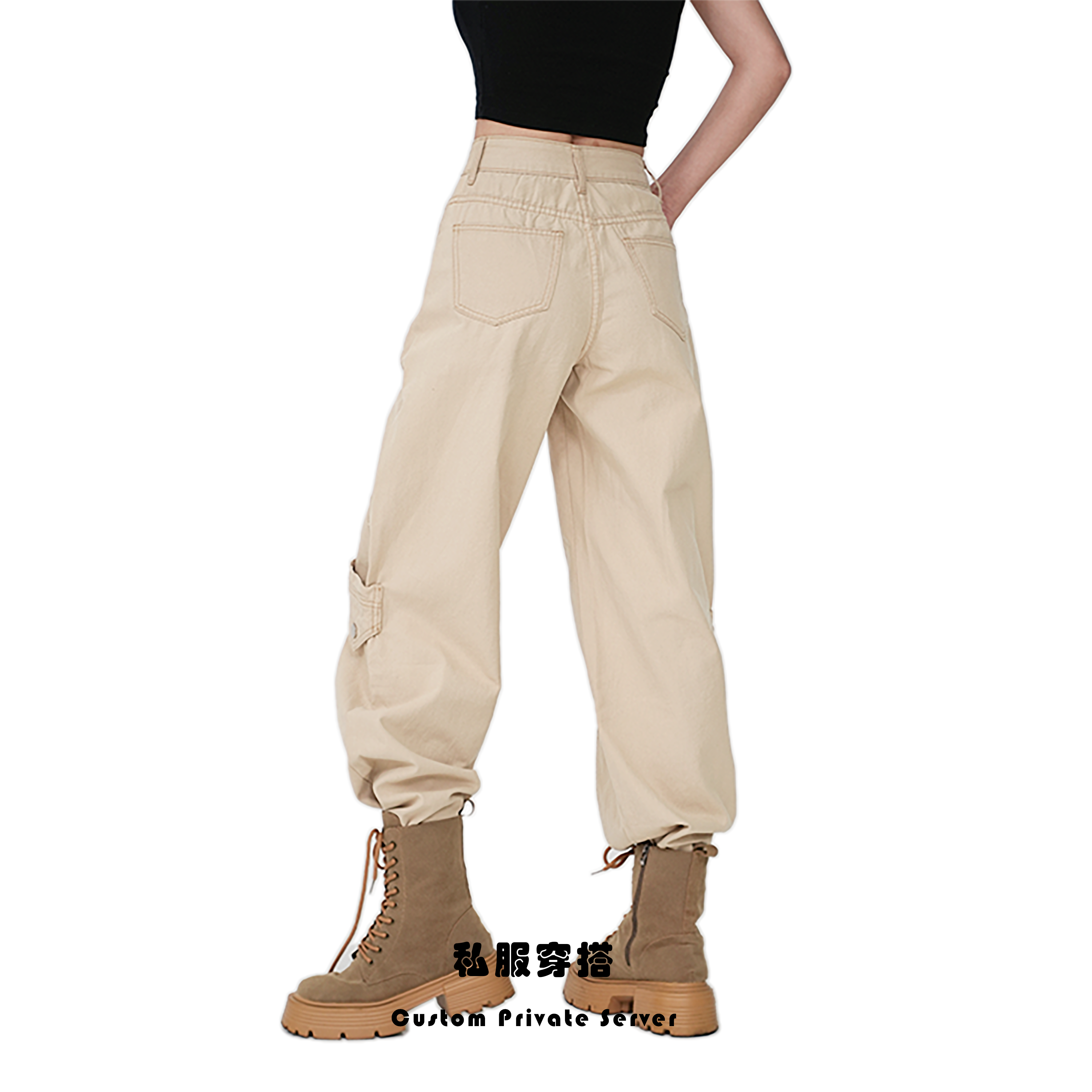 「卡其工装」美式伐木工装多口袋设计感潮牌痞帅炸街牛仔8905