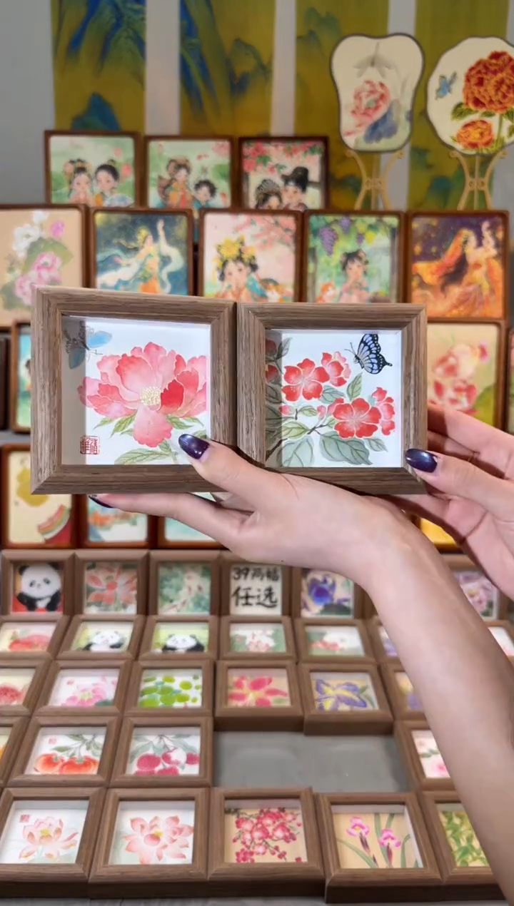 国画小芍药 海棠花 一组11