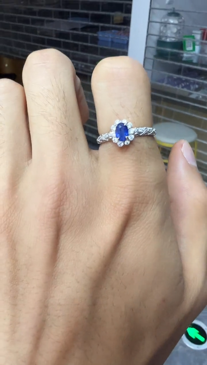 戒指蓝宝石银S925镶嵌1209m033多样性发其一