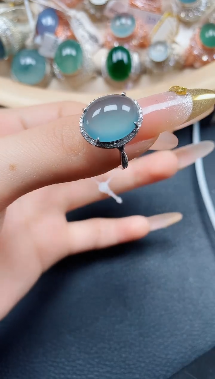 【闪购商品】翡翠戒指银S925镶嵌翡翠