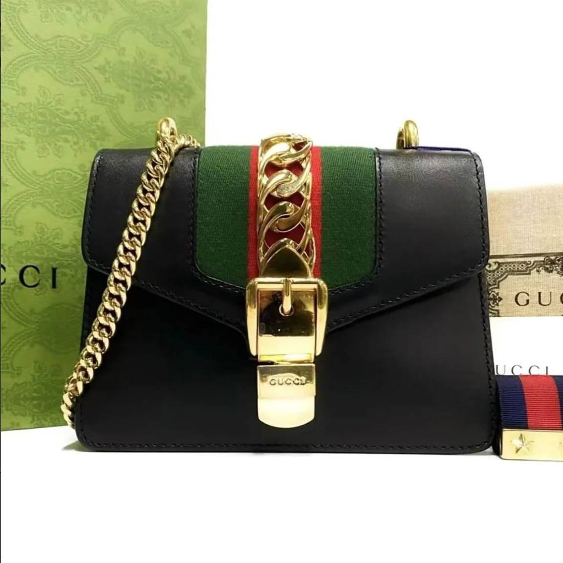 99新 GUCCI/古驰 唐唐专属】黑色塞尔维亚小号链条
