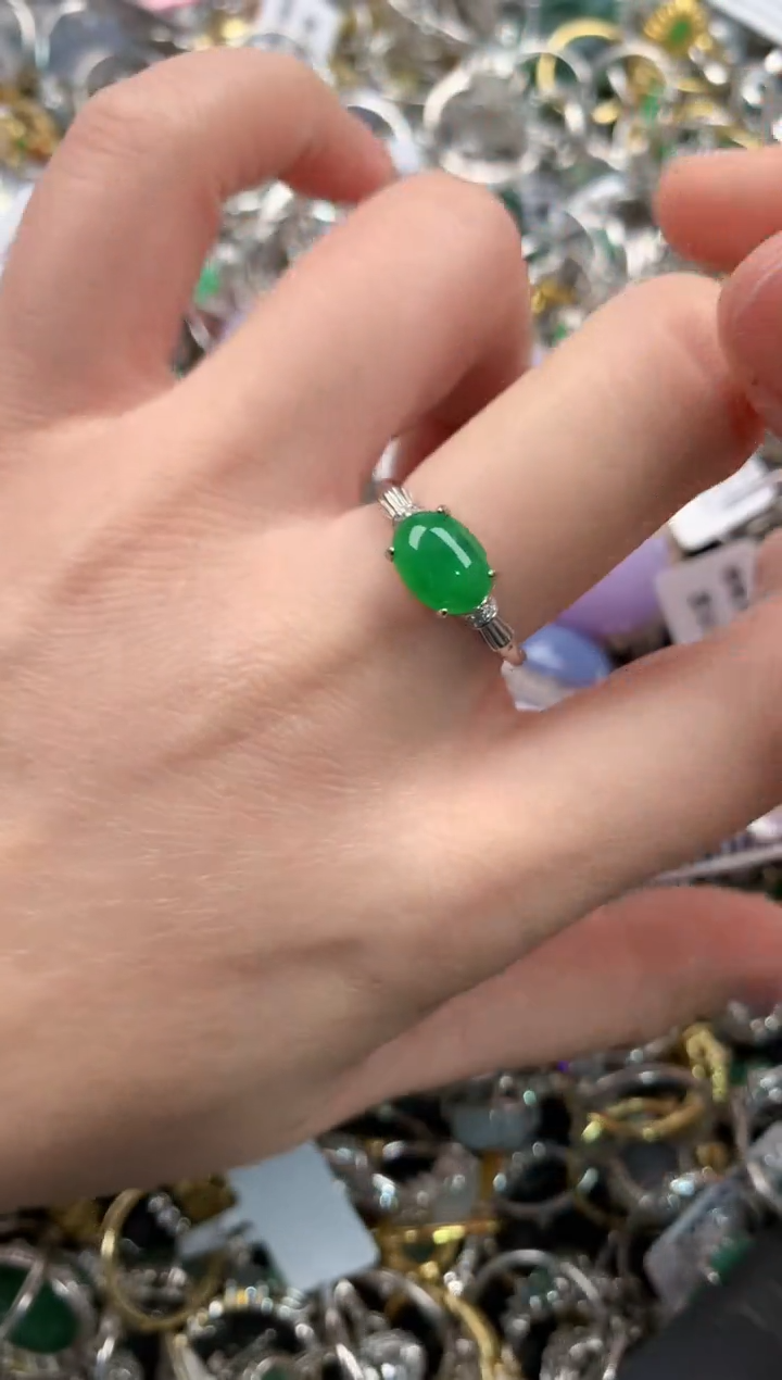 银S925镶嵌戒指翡翠555   2