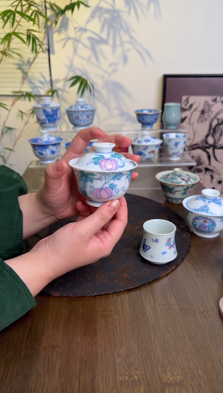 【闪购商品】景德镇斗彩手绘盖碗