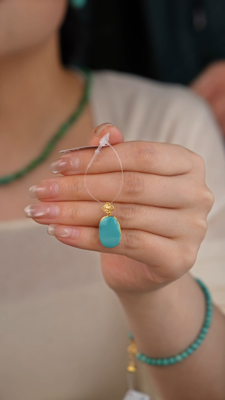 【闪购商品】绿松石吊坠(不含链)18K金镶嵌1