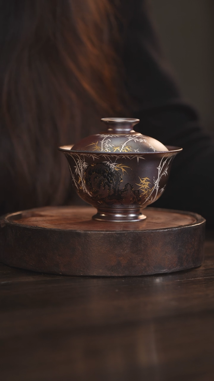 【闪购商品】杯58柴房陶瓷丨窑宝十竹绘画盖碗