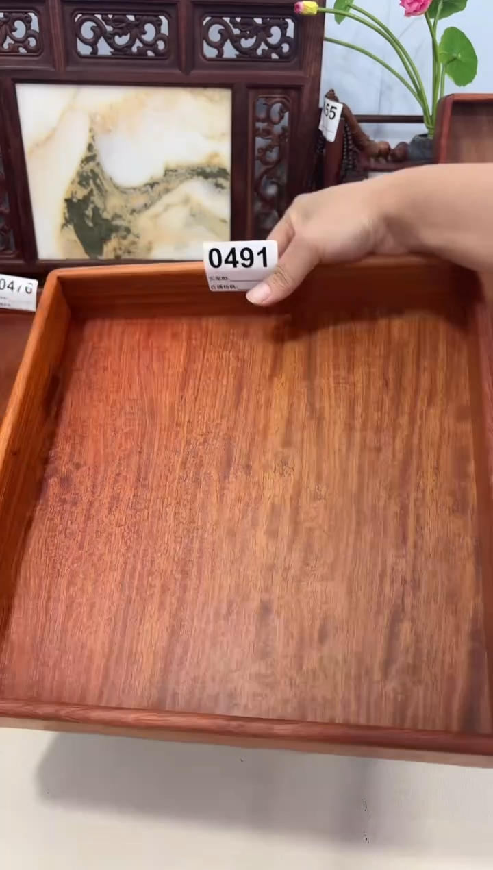 木小**影大果紫檀缅花收纳盘置物盘加大30/30/5.8