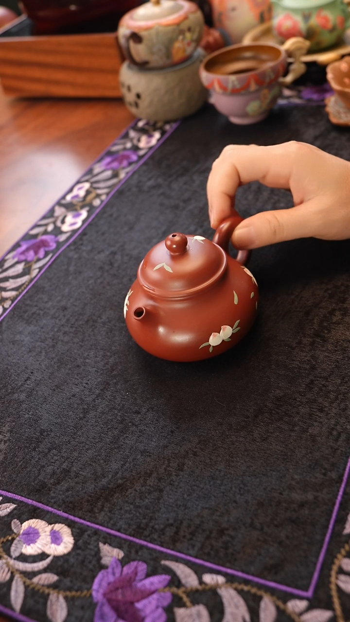 茶壶紫砂朱泥桃子壶