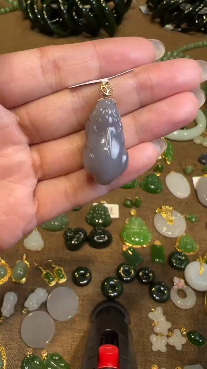 【闪购商品】和田玉吊坠18K金镶嵌和田玉吊坠多样性发货拍一发一