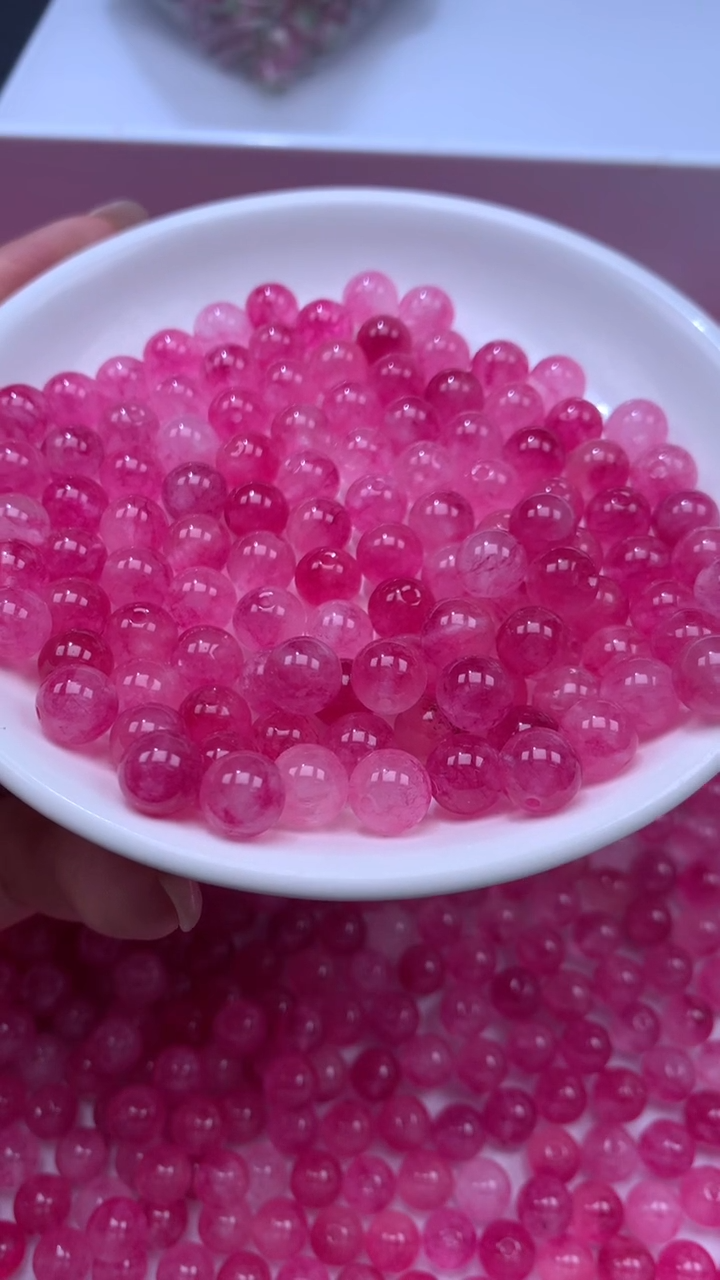 颈饰未镶嵌水晶W3258 粉紫碧玺8mm*18颗