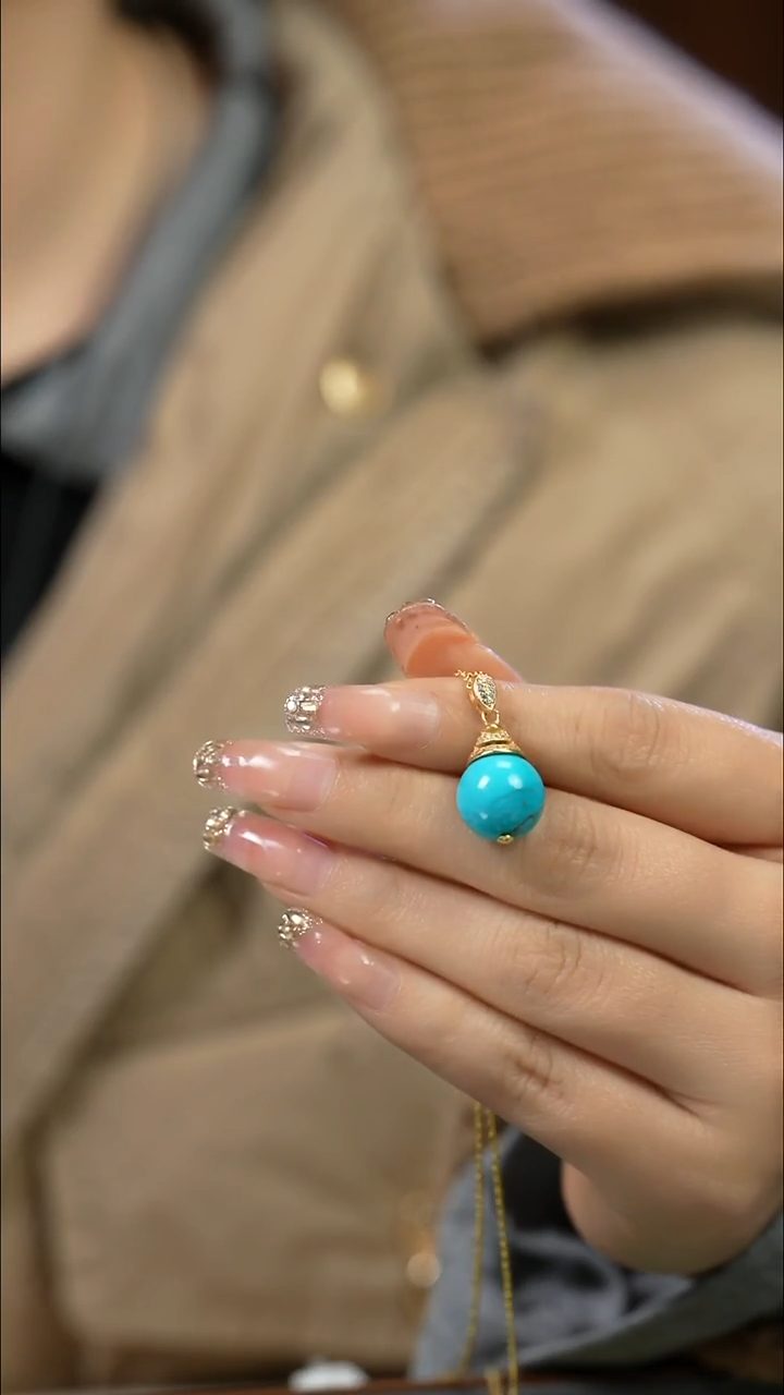 银S925镶嵌绿松石吊坠多样性发一