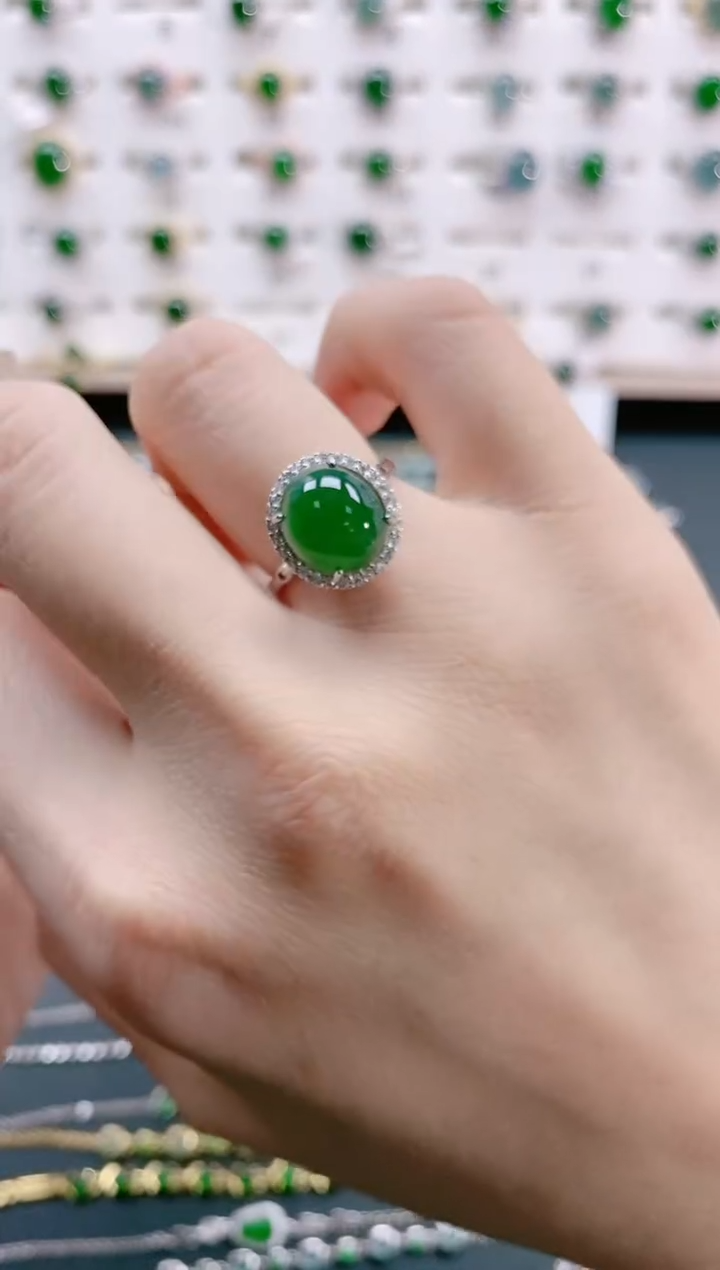 【闪购商品】翡翠戒指银S925镶嵌天然翡翠