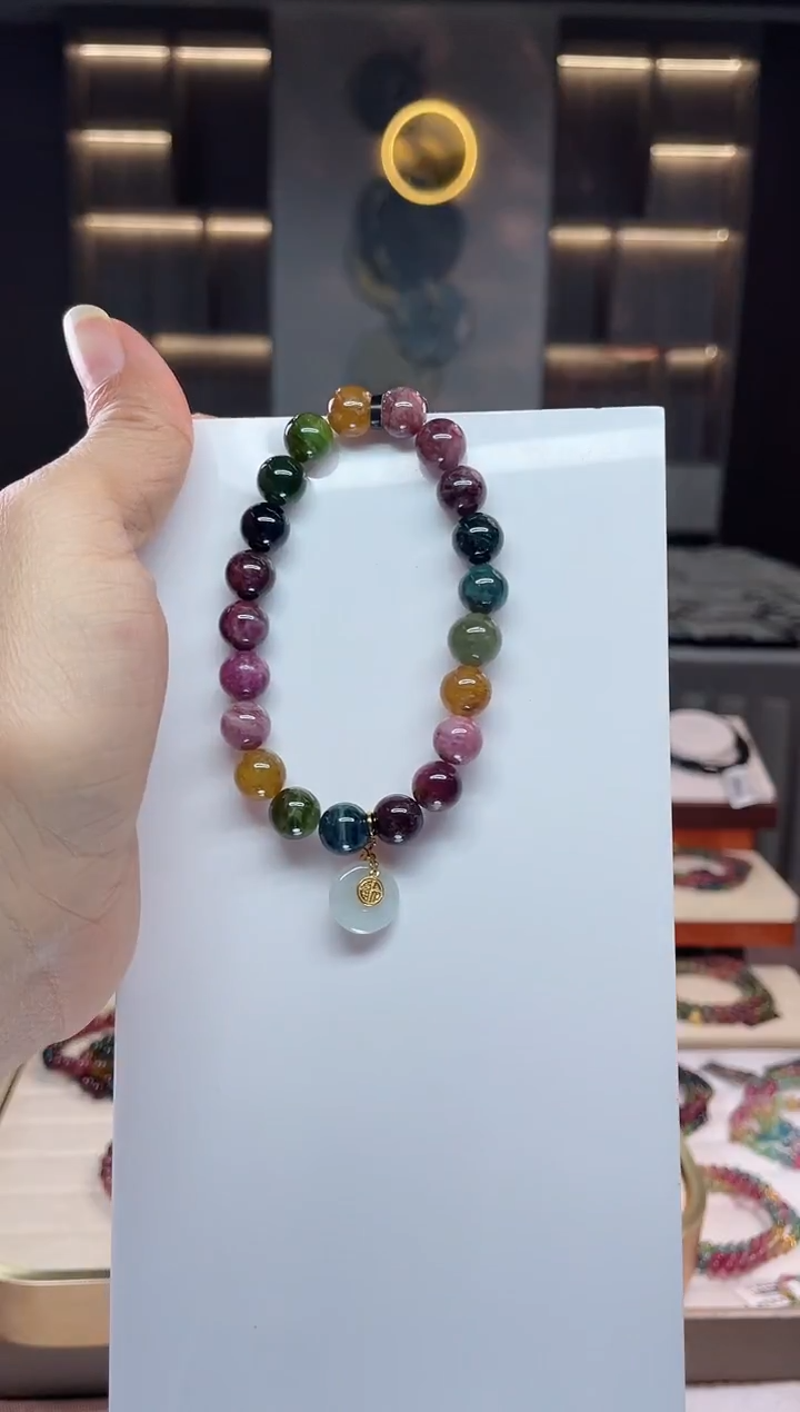 未镶嵌老矿碧玺单圈手串9mm+碧玺（多样性发一条）Q