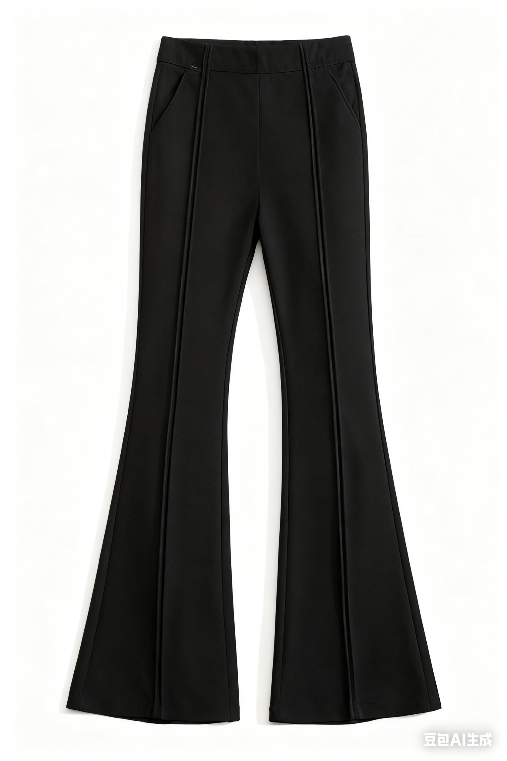 【品牌撤柜】高货大码修身新松紧腰开叉弹力微喇裤82032-黑色