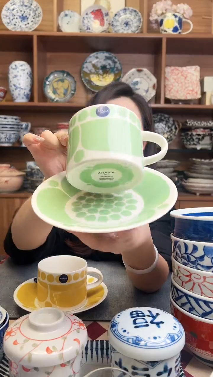 瓷片绿色星期天 咖啡杯碟套装