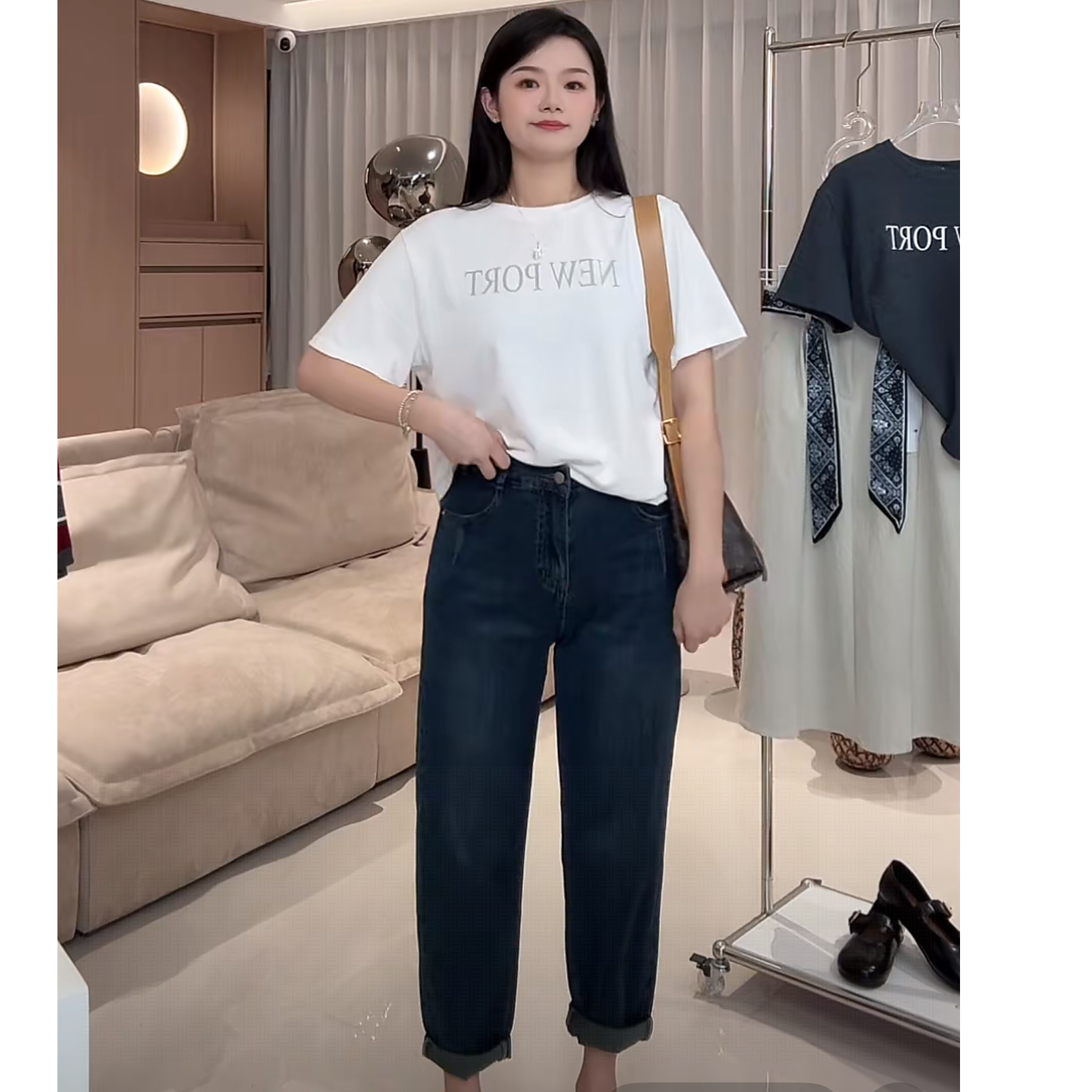 【阿婷家】4705新款韩版百搭时尚显瘦牛仔裤
