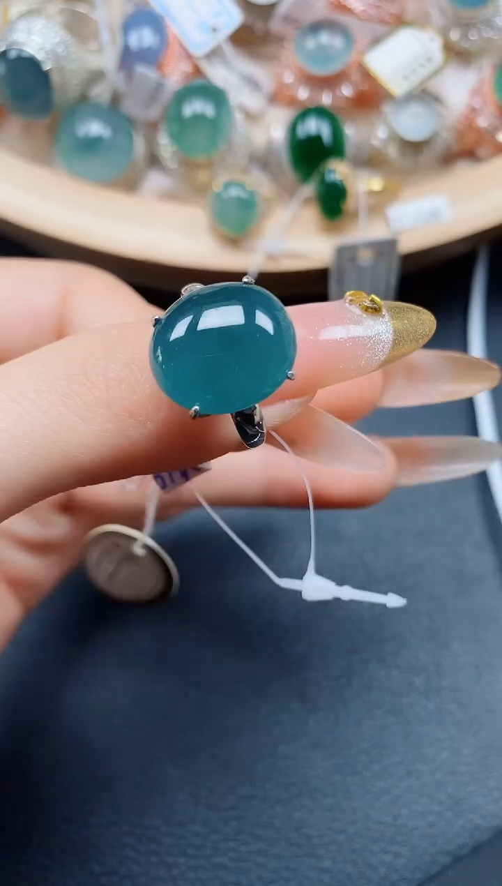 【闪购商品】翡翠戒指银S925镶嵌翡翠