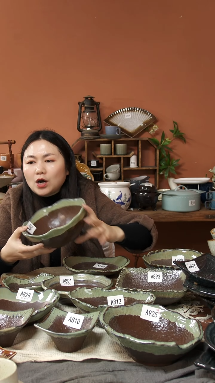 陶瓷A892 一只异形深碗红泥窑变复古20.5*8.5微瑕