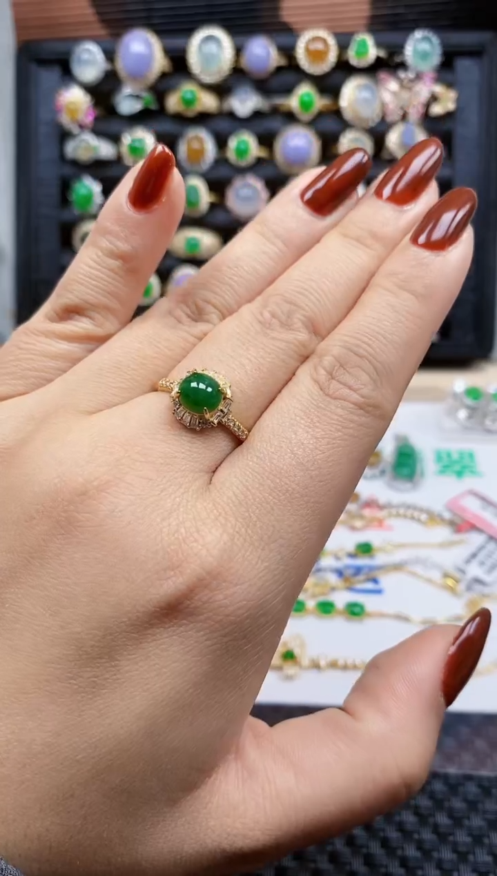 银S925镶嵌戒指翡翠234