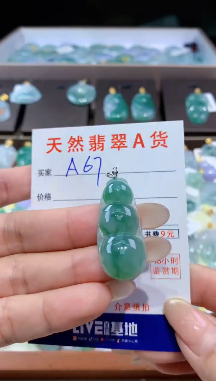 颈饰18K金镶嵌翡翠天然翡翠A货挂件