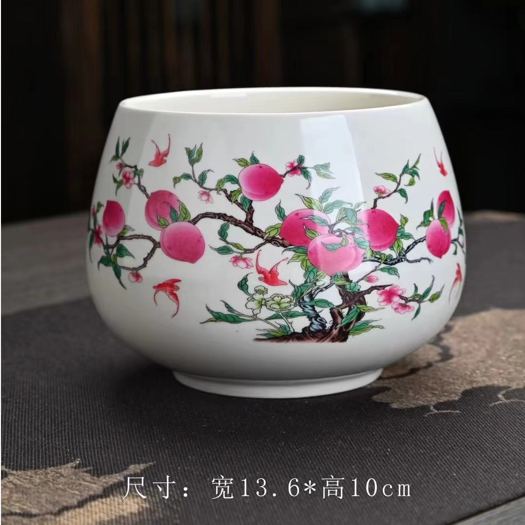 茗香瓷器 九桃五福陶瓷茶渣缸茶洗配件杯洗水洗缸-4445