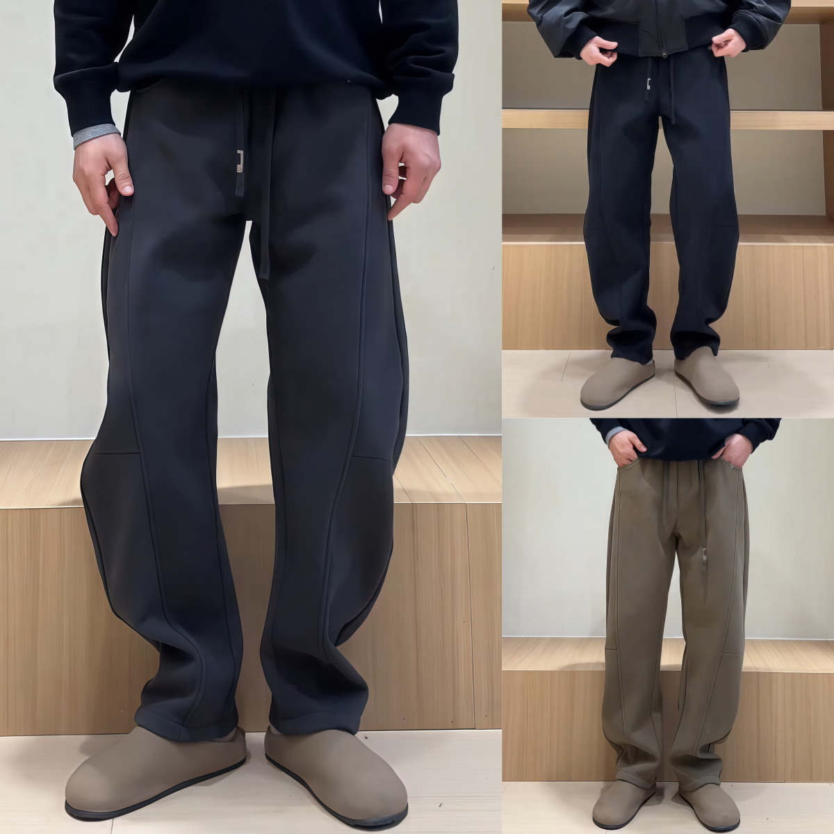 男士秋冬加绒显瘦立体裁剪直筒男士香蕉裤休闲卫裤舒适弯刀裤