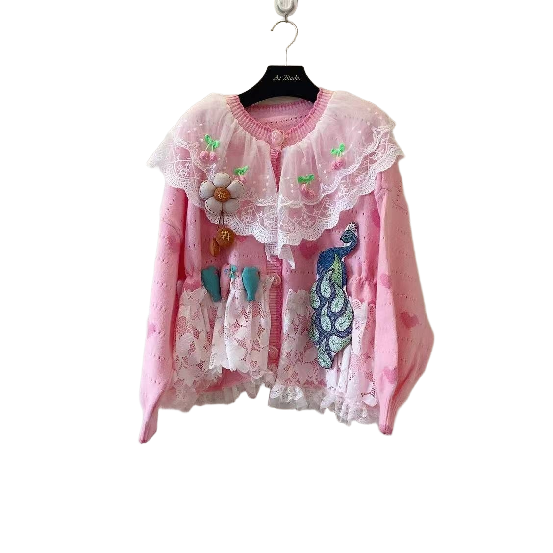  ATT潮牌梦幻风开衫花朵春季V领毛针织衫复古女装针织衫冬季