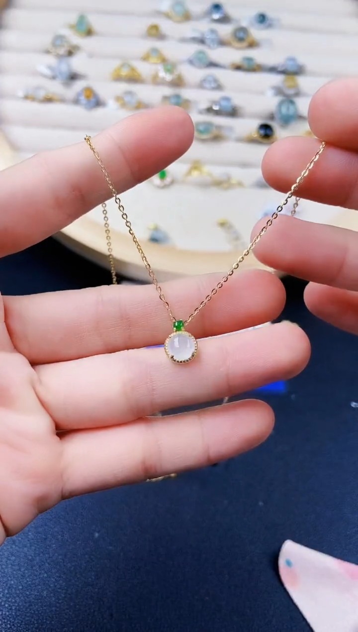 【闪购商品】翡翠颈饰银S925镶嵌465464