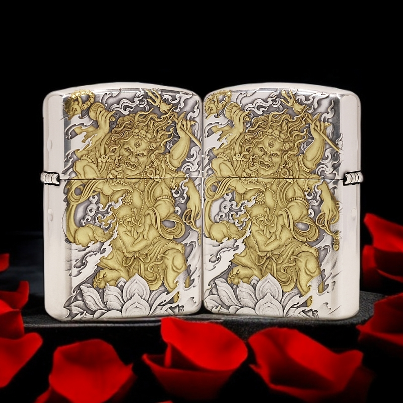 ZIPPO/之宝打火机镀银鎏金盔甲【大黑天】原装正品煤油机DYJ1