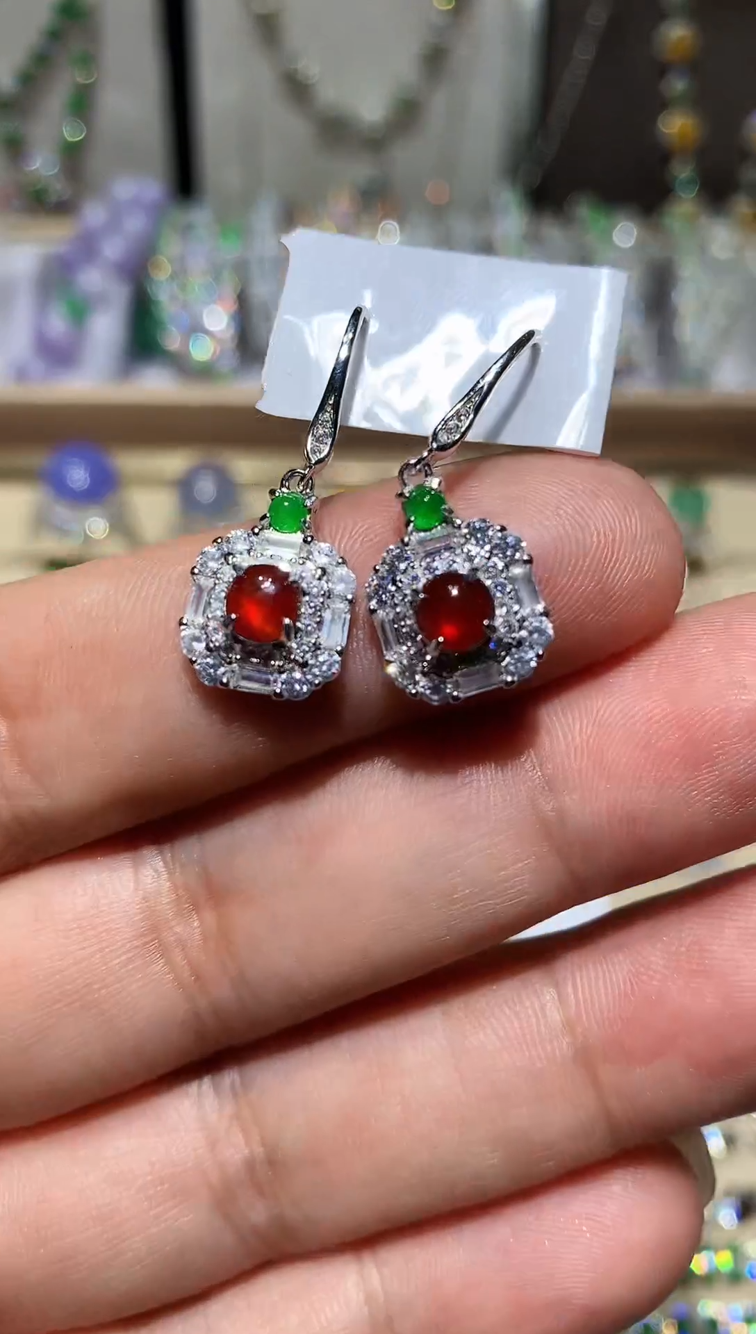 【闪购商品】翡翠耳饰银S925镶嵌耳钩