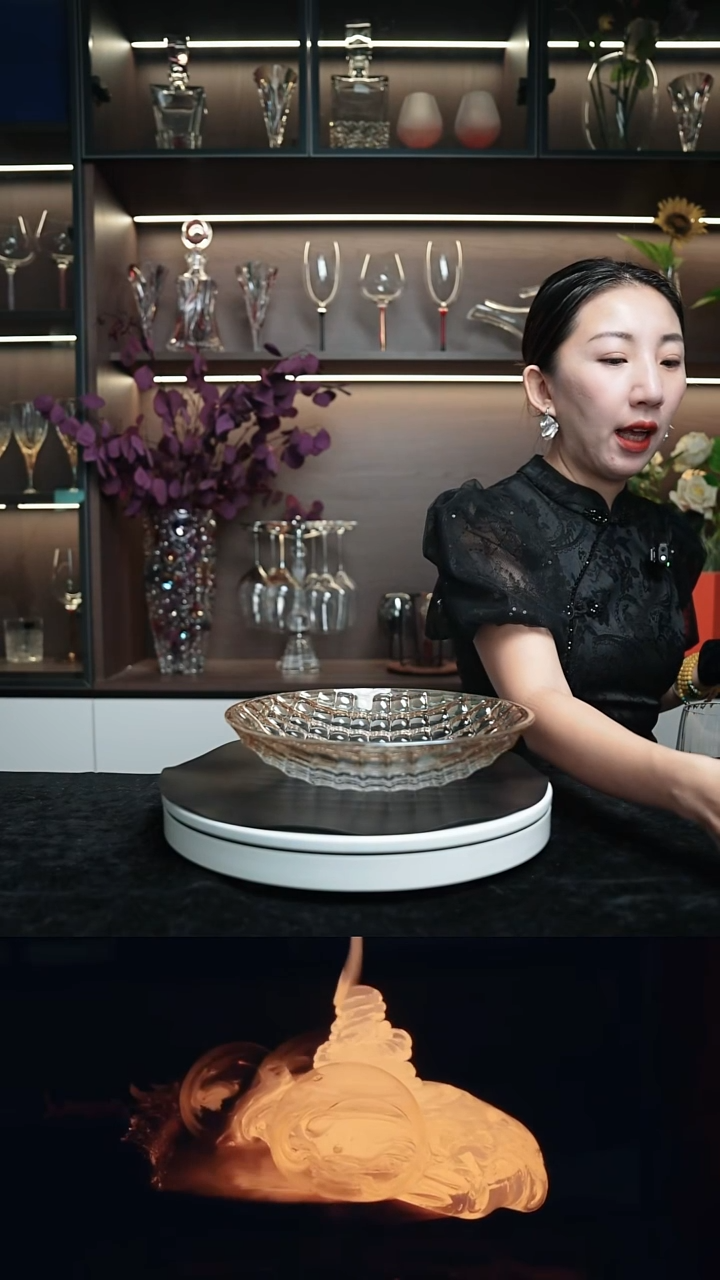 水晶宽口款果盘浅盘琥珀渐变