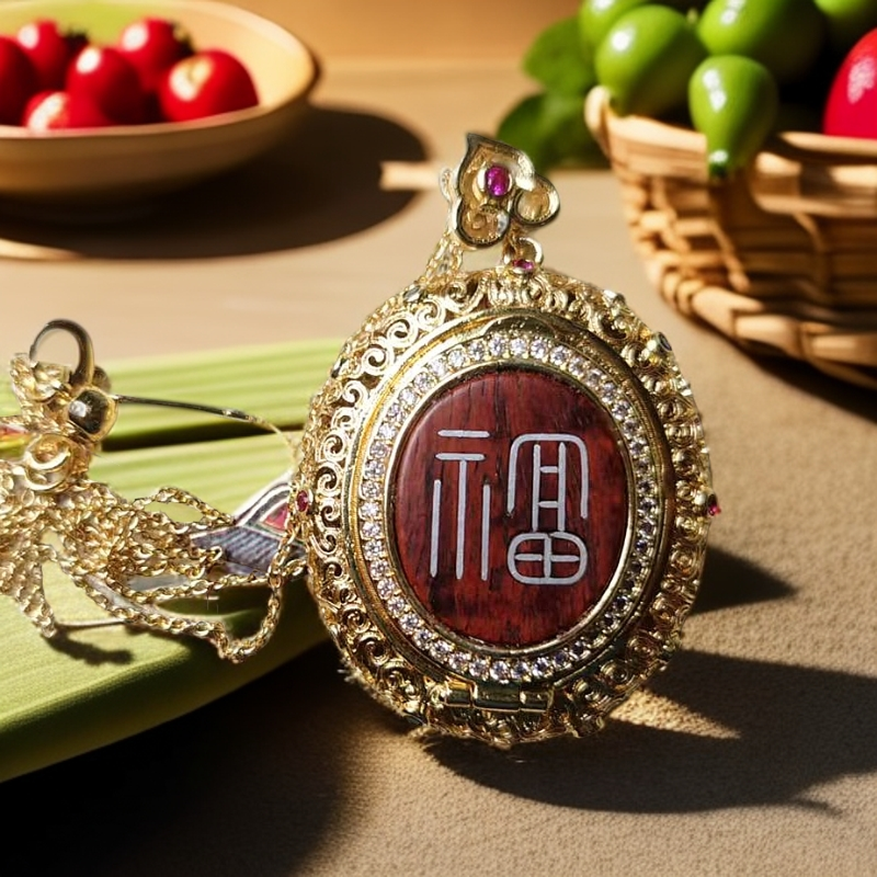 新款毛衣吊坠可打开印度小叶紫檀手工镶嵌银项链毛衣链非遗香囊盒