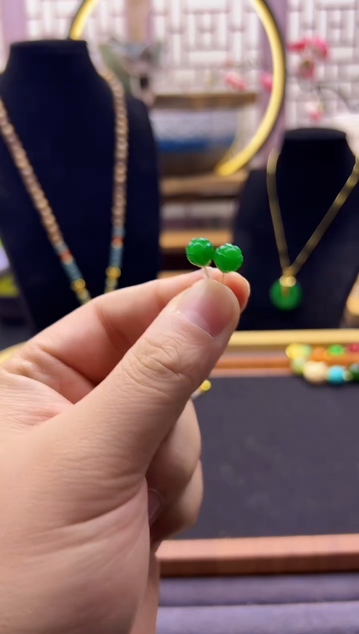 【闪购商品】翡翠耳饰14K金镶嵌E11        
