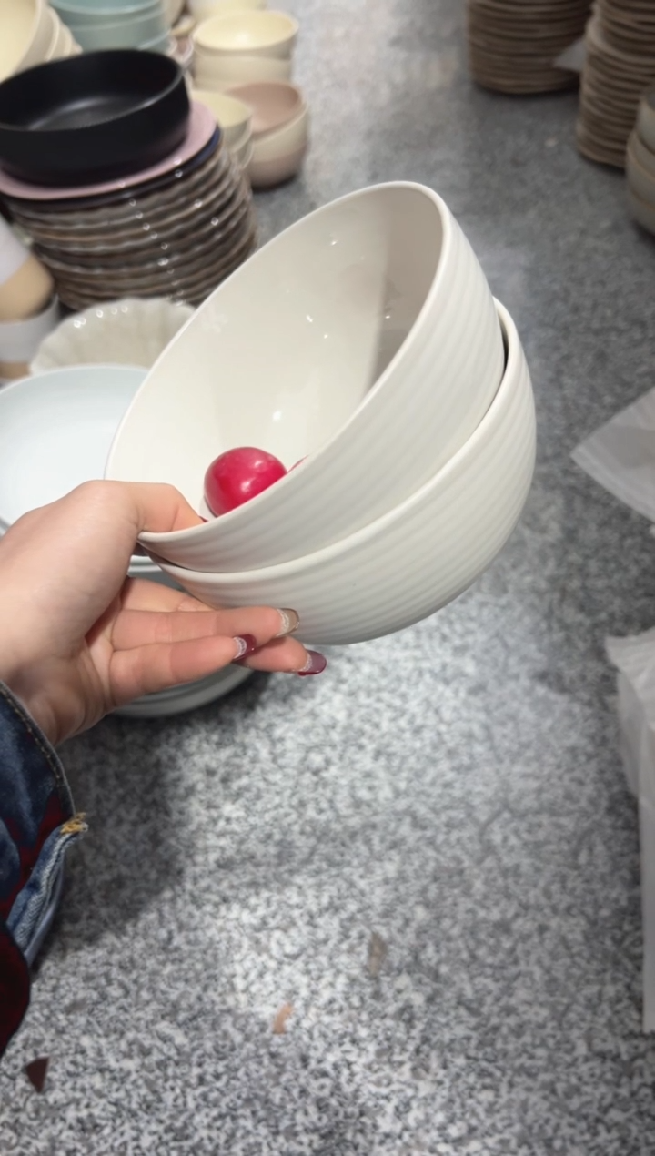 【闪购商品】瓷6寸面碗哑光白色内亮面2个（微瑕）