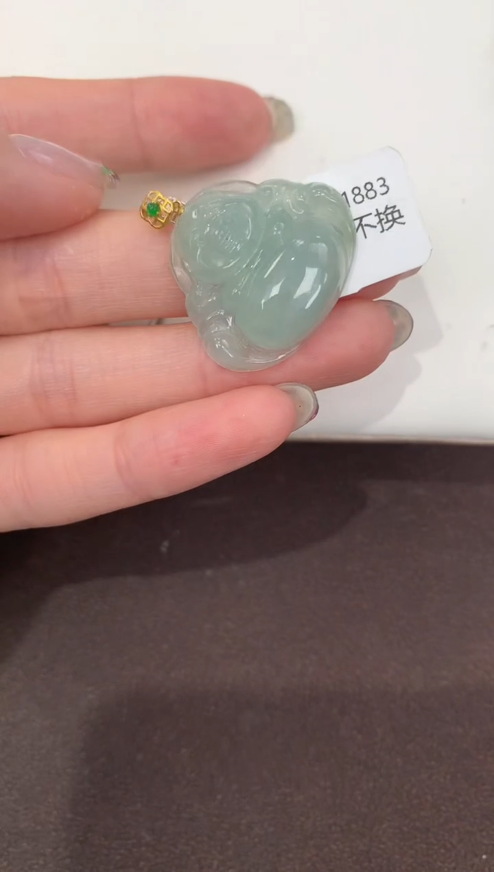 颈饰18K金镶嵌翡翠天然缅甸A货翡翠
