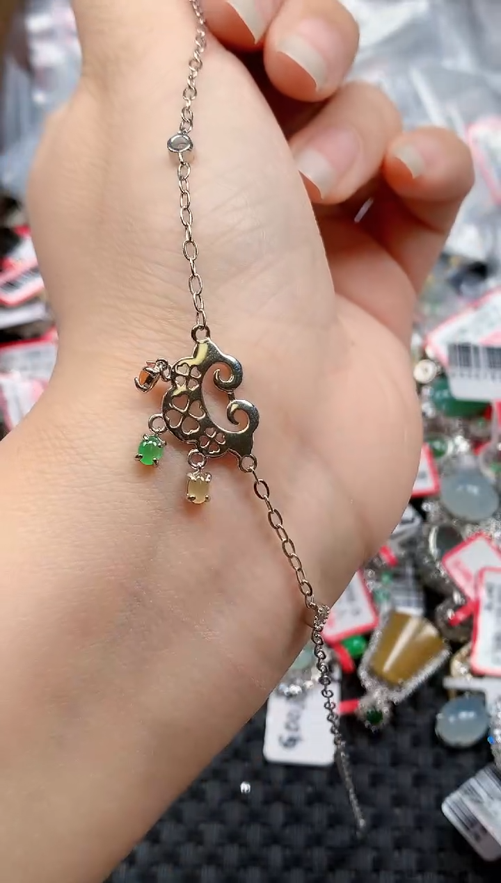 银S925镶嵌戒指翡翠天然A货缅甸翡翠