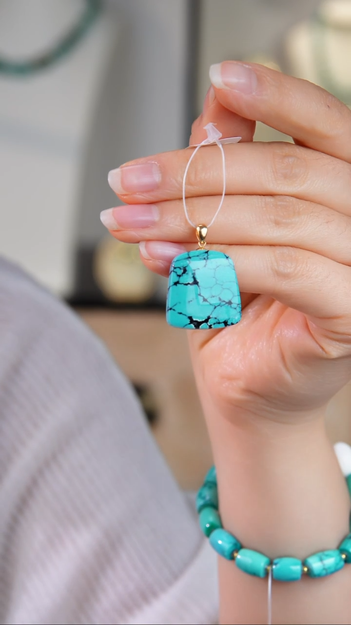 18K金镶嵌绿松石吊坠(不含链)1