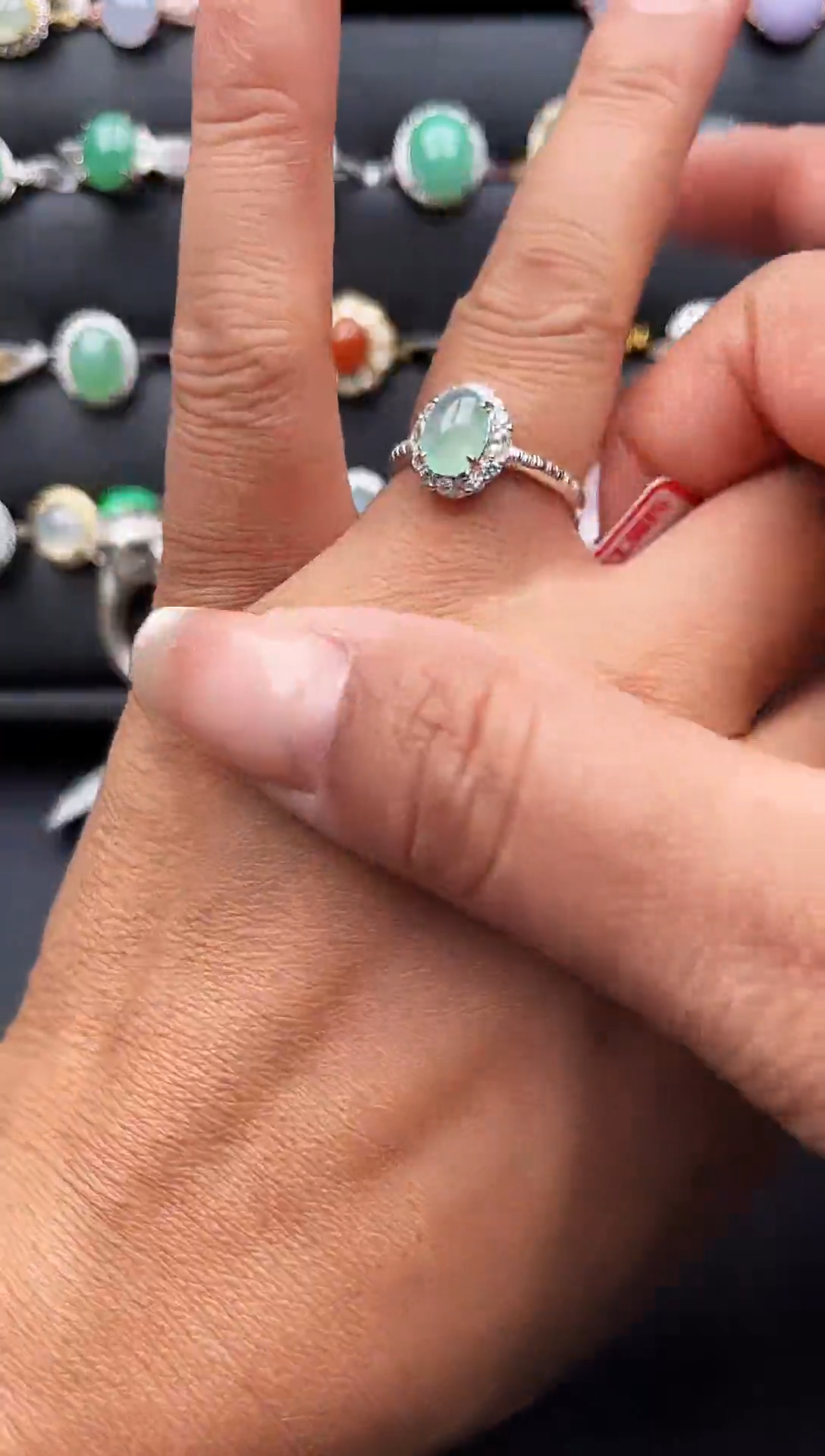 【闪购商品】翡翠戒指银S925镶嵌缅甸天然A货翡翠S925银镶嵌