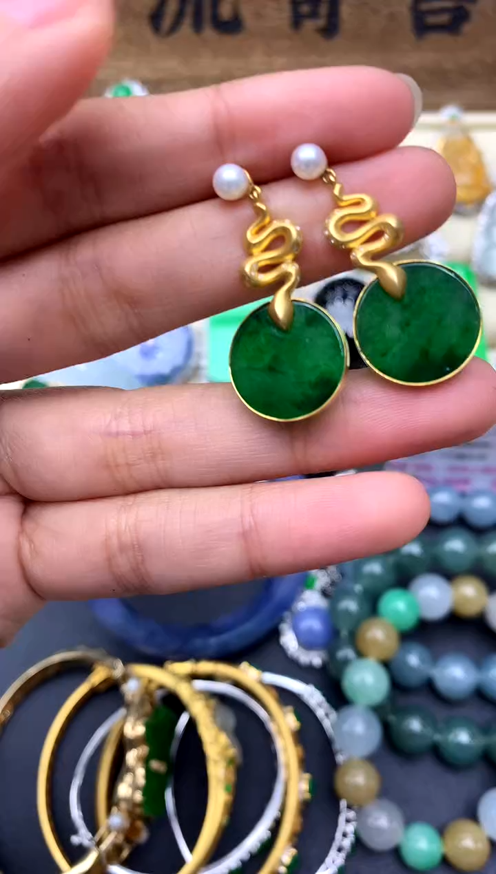 【闪购商品】翡翠耳饰18K金镶嵌286-中国好珍宝